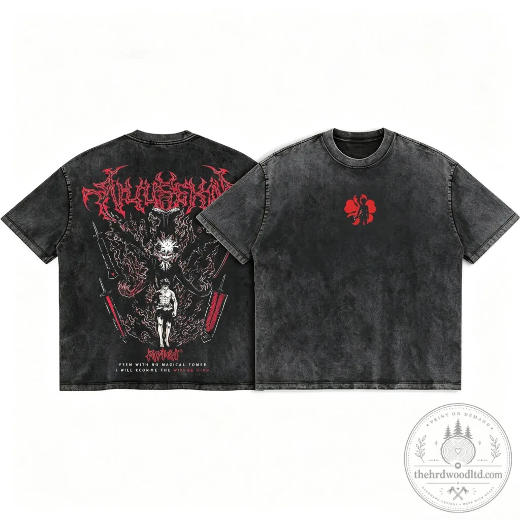 Black Clover Asta Demon Form Anime Manga Graphic Washed Cotton T-Shirt Black Clover Asta Demon Form Anime Manga Graphic Washed Cotton T-Shirt