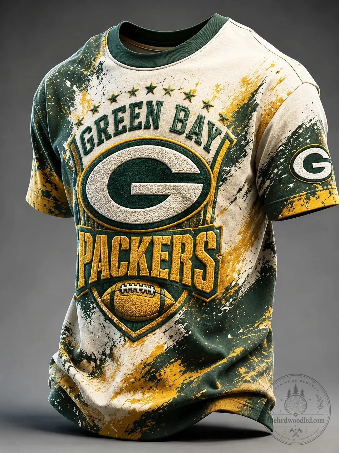 Green Bay Packers Vintage Football Graphic Distressed T-Shirt