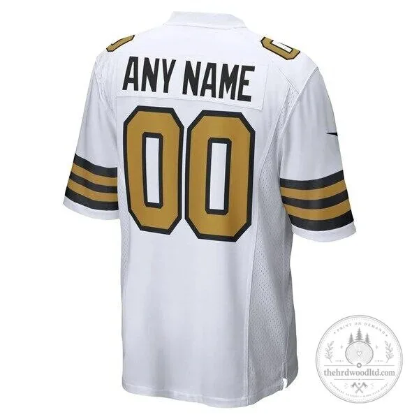 New Orleans Saints Custom White Football Game Jersey 7 New Orleans Saints Custom White Football Game Jersey