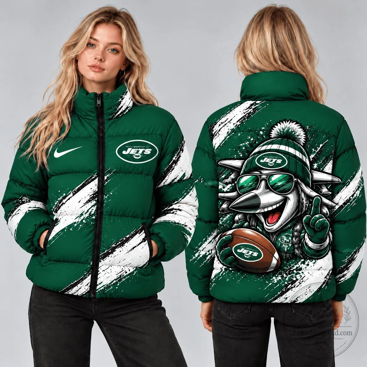 New York Jets NFL Football Team Logo Puffer Jacket for Fans