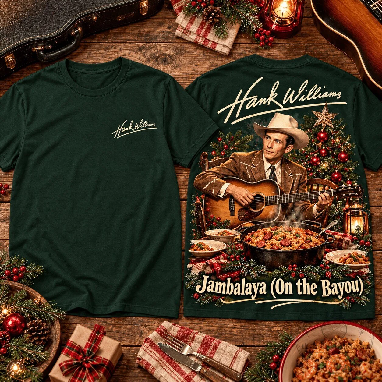 Hank Williams Jambalaya On The Bayou Christmas Tree Country Music T-Shirt