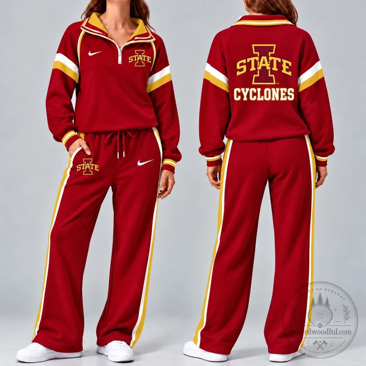 Iowa State Cyclones NCAA Women's Red and Gold Tracksuit with Quarter-Zip Top